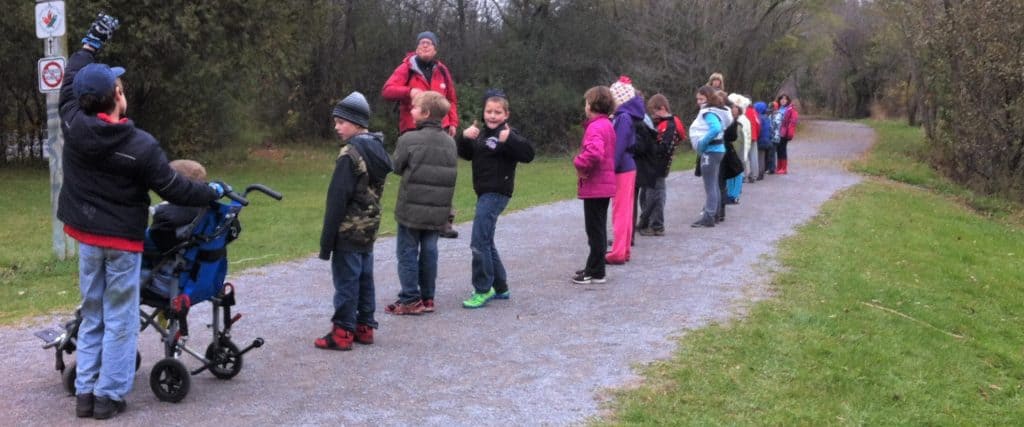 children on nature hike